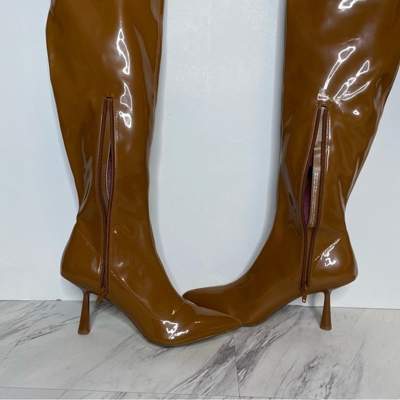 New! BP Everlee Brown Faux Patent Leather Over the Knee Boot 9M - Picture 5 of 15